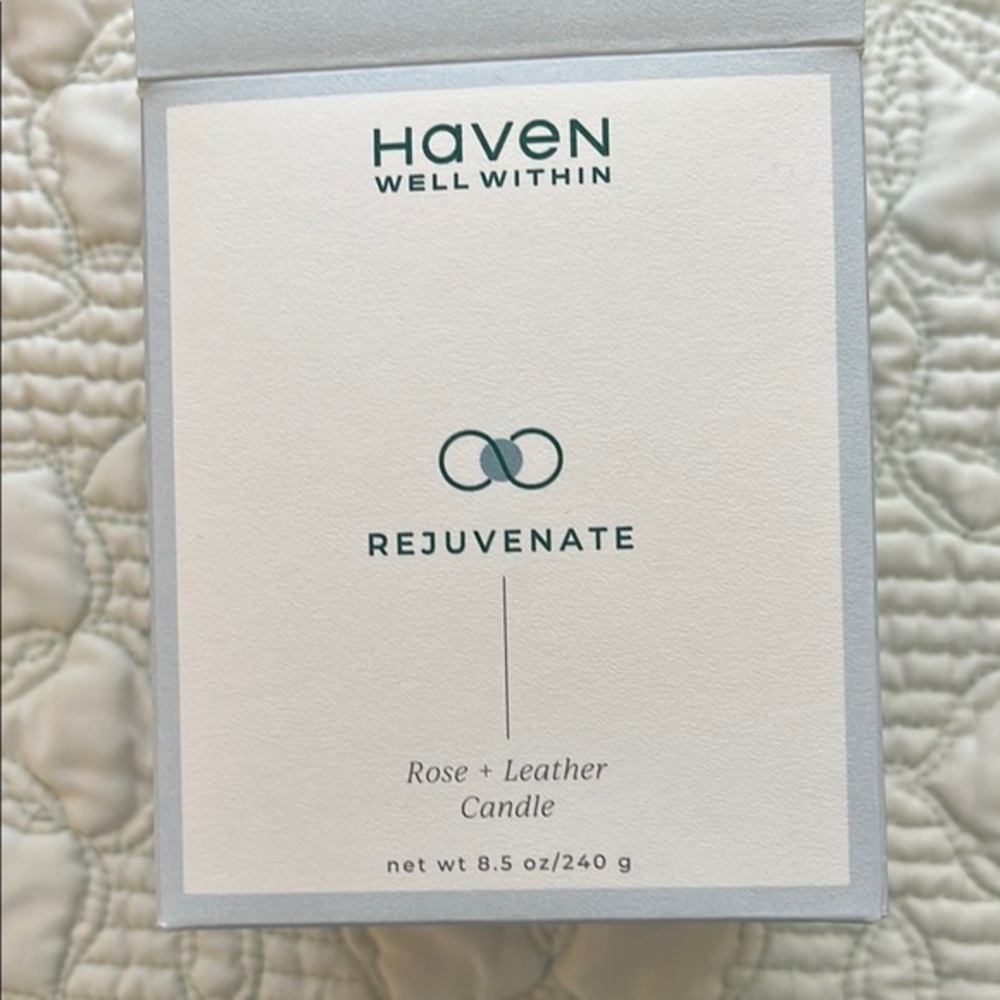 Haven Well Within Rejuvenate Rose + Leather Candle NIB